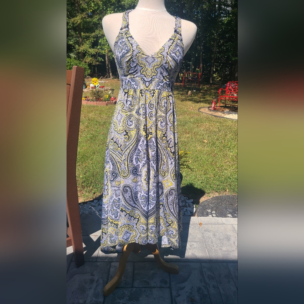 INC International Concepts Paisley Midi Dress in Blue and Yellow